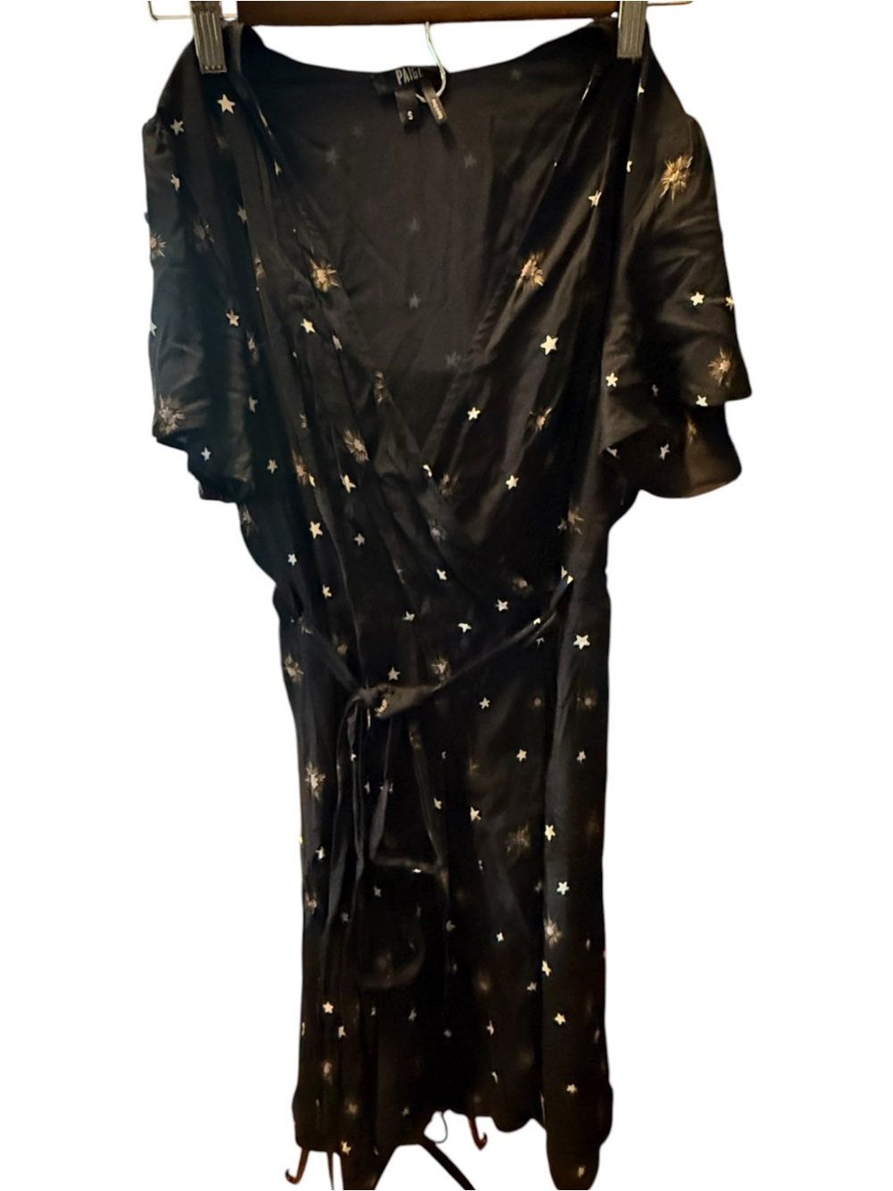 Paige Black Star Print Wrap Dress